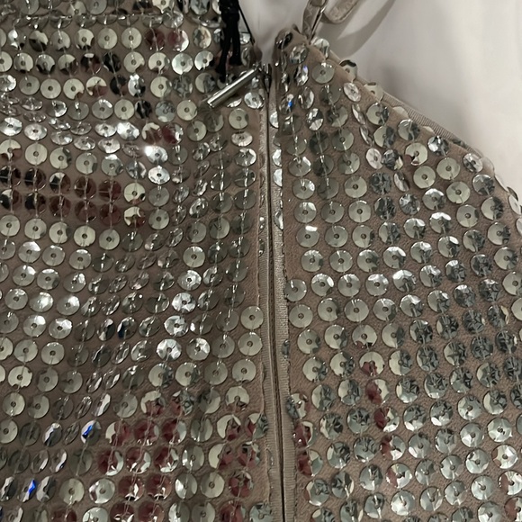 NWT! Silver Sequined Aliannia Mini Cocktail Dress by Saylor, Size S, price $220 - Picture 5 of 15